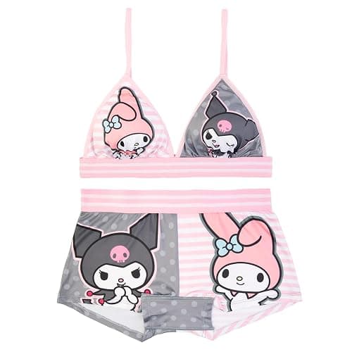 Hello Kitty womens Sports Bra & Boy Short Underwear Sets With Kuromi, Melodi, Keroppi & More in Xxxs-xl - Image 1