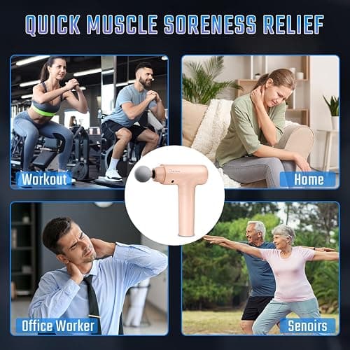 cotsoco Massage Gun, Muscle Massage Gun with 9 Attachment Heads 20 Speeds & Silent Brushless Motor, Handheld Percussion Back Massager Gun for Athletes (Pink) thumbnail 6