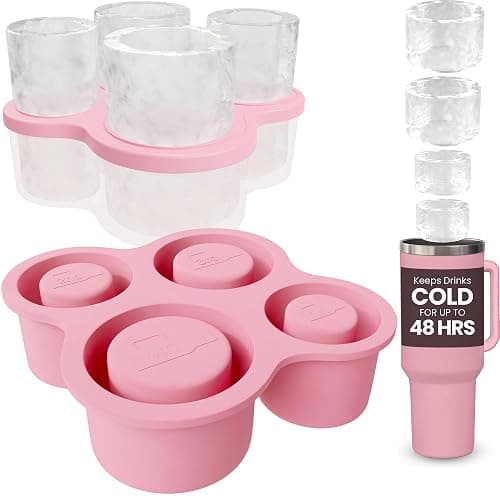 4-Ring Silicone Ice Cube Tray for Stanley Cup with Lid and Metal Reusable Straws - Stanley Ice Mold - Stanley Cup Ice Mold - Stanley Cup Ice Cube Mold for 14-40 oz Tumbler, Whiskey, Cocktails, Drinks - Image 1