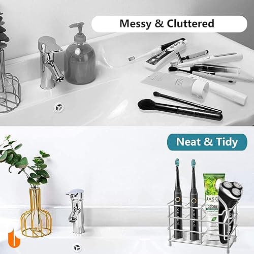 Urbanstrive 304 Stainless Steel Bathroom Toothbrush Holder Toothpaste Holder Stand Bathroom Accessories Organizer (Black, Small) thumbnail 6