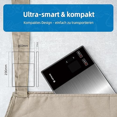 Digitale Küchenwaage mit Nährwertberechnung, Lebensmittelwaage mit 24 Nährwertanalyse, 5kg Edelstahl-Ernährungswaage, TFT Farbdisplay, 50 Offline & unbegrenzte Kalorienanalyse per App, Tara Funktion thumbnail 8