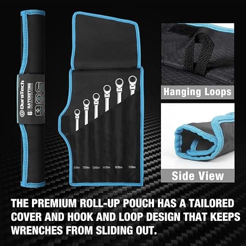 DURATECH Extra Long Flex-Head Ratcheting Wrench Set, Double Box End Wrench Set, 6-Piece, Metric 8-19 mm, CR-V Steel, with Pouch thumbnail 7