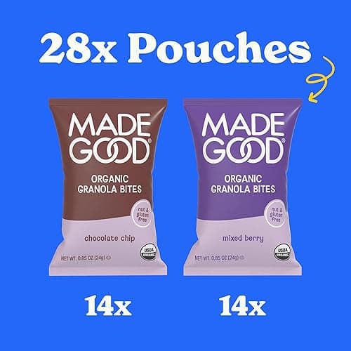 MadeGood Granola Bites Chocolate Chip & Mixed Berry Variety Pack (28 Count) Gluten Free and Organic Snacks thumbnail 4