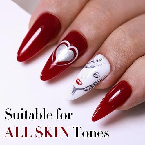 Double Rhythm 15ML Gel Nail Polish Pure Sheer Same Color Same Bottle Soak Off Gel Polish Art Manicure Salon DIY at Home for Women (Dark Red-A1104) thumbnail 8