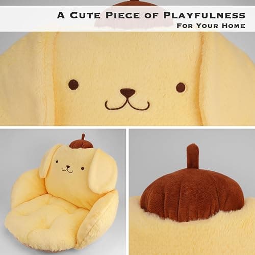 Juju Yellow Kawaii Cushion - Kawaii Room Decor - Seat Cushions for Office Chairs - Office Chair Cushions - Car Seat Cushion - Gaming Room Decor - Gaming Desk Accessories Floor Pillow (Yellow) thumbnail 5