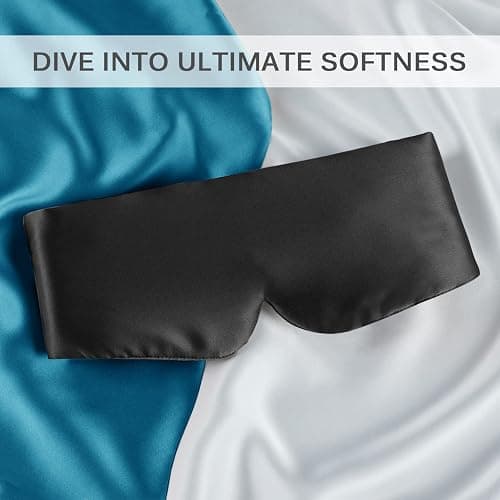 Zenssia 100% Mulberry Silk Sleep Mask Eye Mask for Man and Woman with Adjustable Headband, Full Size Large Sleep Mask & Blindfold for Total Blackout for All Night Sleep, Travel & Nap- Black thumbnail 7