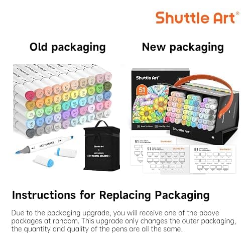 Shuttle Art Pastel Alcohol Markers Brush tip, Dual Tip Brush & Chisel Tip Art Marker Set, 50 Colors plus 1 Blender Marker Pens with Case Perfect for Illustration Students Adults Coloring Sketching thumbnail 9
