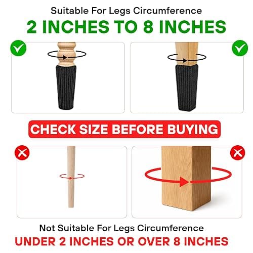16/24/32 Pcs Black Chair Leg Socks – Premium Furniture Protectors for Hardwood Floors, Non-Slip & High Elastic Fit, Easy-to-Install Bar Stool Covers & Floor Pads thumbnail 3