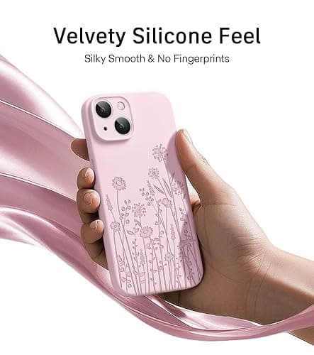for iPhone 15 Phone Case for Women Compatible with Magsafe, Hard Liquid Silicone Cute Pink Spring Floral Design Shock Proof Heavy-Duty Protection for Women Girls thumbnail 4