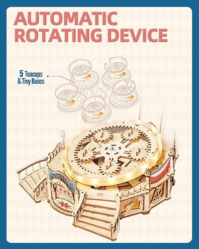ROKR 3D Wooden Puzzles for Adults-LED Wooden Music Box Kits-Wood Model Kits to Build-3D Puzzles for Teens and Adults-Christmas STEM Toy Gifts thumbnail 5