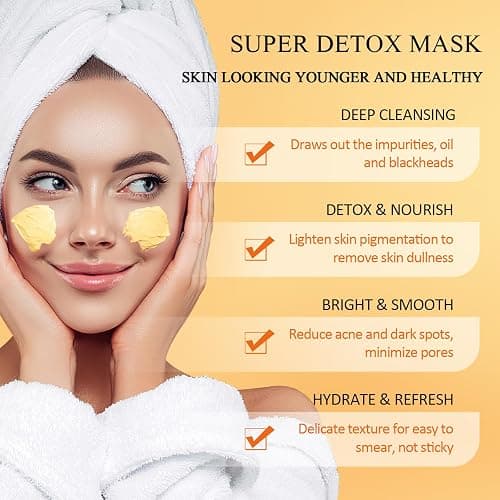 Vitamin C Face Mask with Kaolin Clay and Turmeric for Dark Spots, Dull Skin, Skincare Facial Mask for Controlling Oil and Refining Pores 5.29 Oz thumbnail 4