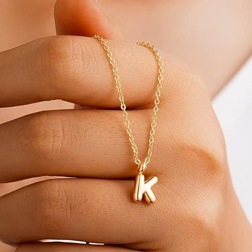 M MOOHAM Initial Necklace for Girls Kids Women - Cute Letter A-Z Necklaces | 14K Gold-Plated Initial Necklace, Small Letter Necklace, Birthday Gifts for Girls Kids Teen Girls, Kids Little Girl Necklaces thumbnail 6