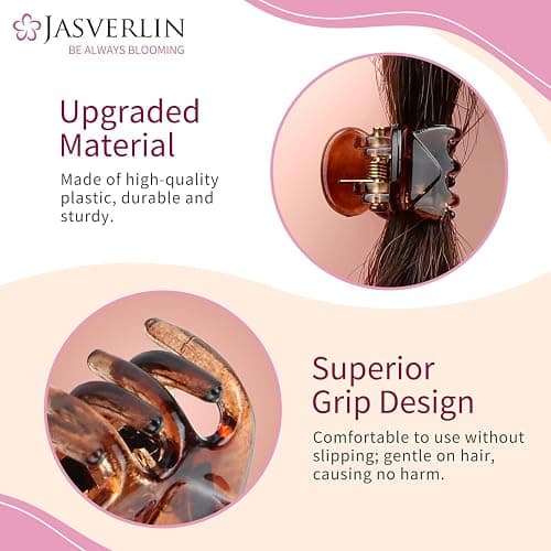 JASVERLIN Small Hair Claw Clips, Fine Thin Short Hair Accessories for Women Girls, Mini Tiny Claw Clip Cute Super Grip Plastic Jaw 50 Pcs (Dark Brown) thumbnail 3
