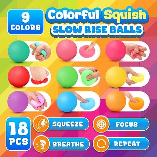 Squishy Stress Balls Fidget Toys: 18 Pack Mini Stress Balls for Kids Adults - ADHD Tools Sensory Fidget Toys - Quiet Desk Fidgets for Anxiety Office Classroom Prize - Travel Toys Road Trip Essential thumbnail 4