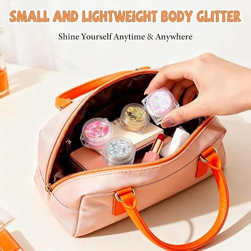 Body Glitter Face Glitter, Hair Glitter for Kids, 12 Shapes Fine Chunky Glitter Gel for Women Girls Makeup Sparkles Party Mermaid Sequins Rave Accessories Singer Concerts Festival (White Scheme) thumbnail 2