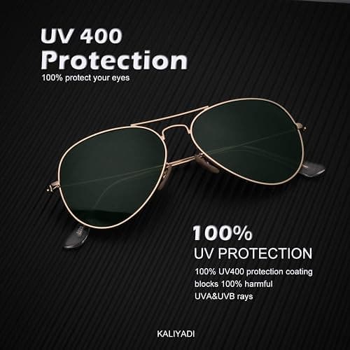 KALIYADI Classic Aviator Sunglasses for Men Women Driving Sun glasses Polarized Lens UV Blocking thumbnail 3