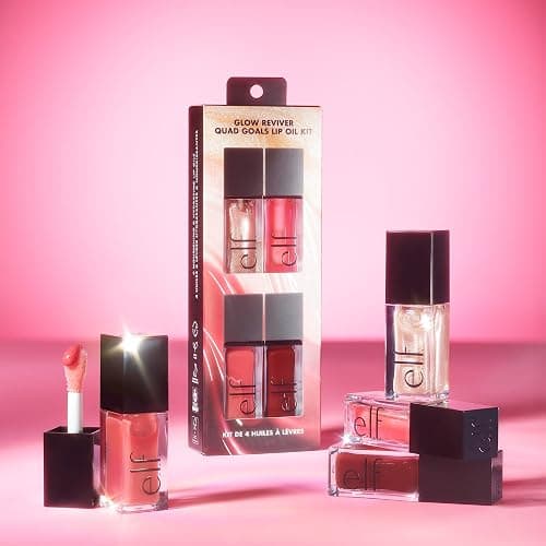 e.l.f. Glow Reviver Quad Goals Lip Oil Kit, Lip Gloss For A High-Gloss Finish & Sheer Wash Of Color, Non-Sticky, Vegan & Cruelty-Free, 4 Glosses - Quad Goals Lip Oil Kit - 0.25 Fl Oz (Pack of 4) thumbnail 6