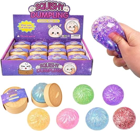 12pcs Dumpling-shaped Soft And Cute Toys | Giant Dumpling Squishys, Cute Soft Glitter Calming For Relaxation Boys Girls Children Adults Students Home Office Classroom - Image 1