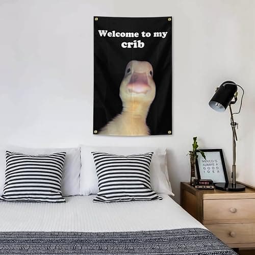 Welcome to My Crib Cute Duck Flag Teen Girl Boys College Room Dorm Decor Cool Stuff Funny Anime Flags for Room Home Decorations Posters Tapestry for Bedroom Wall art Hanging,2x3 FT thumbnail 6