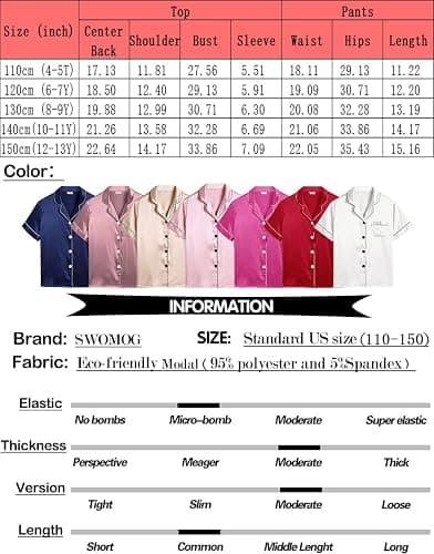 SWOMOG Kids Silk Pyjamas Girls Boys Short Sleeve Satin PJs Sets Button-Down Silky Nightwear Children Sleepwear Teens Age 4-16 thumbnail 7