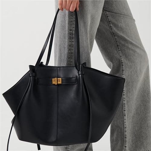FJZFXKZL Women's Tote Bag, Leather Large Shoulder Shopper Handbag With Detachable Strap, Vintage For School, Work, Travel, Office thumbnail 2