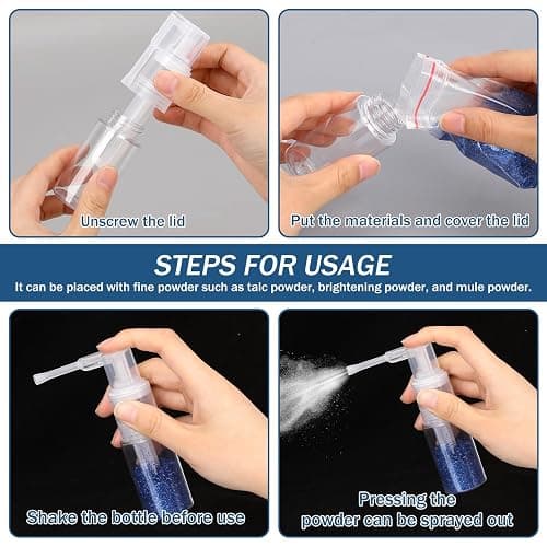 KALIONE 2-Pack 25ml Empty Powder Spray Bottles, Reusable Detachable Travel Bottles, Body Care Accessories for Face, Hair, Body, Nail thumbnail 5