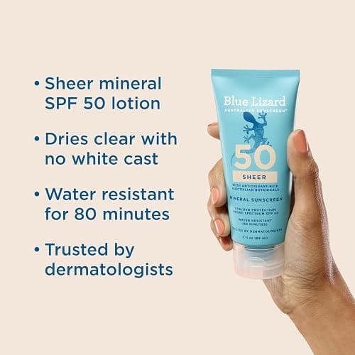 Blue Lizard Sheer Mineral SPF 50 Sunscreen Lotion, Zinc Oxide, 100% Mineral Formula, Nourishes with Australian Desert Lime and Peach, Paraben-Free, Fragrance-Free, 3 fl oz thumbnail 2