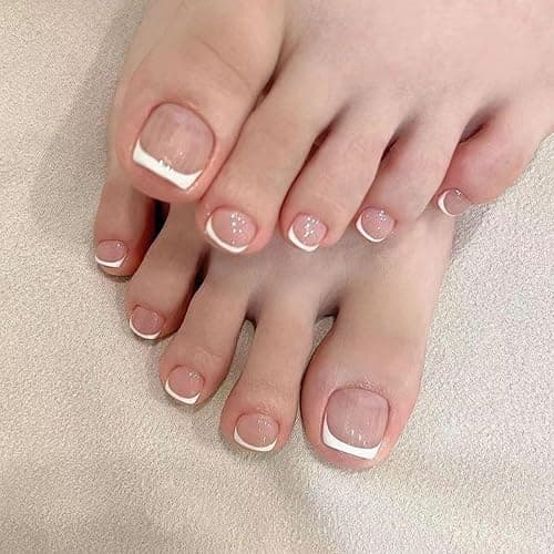 ZAHRVIA 120pcs French Tip False Toe Nails, Ready-to-Use Press On Toenail, Acrylic Fake Nails 12 Sizes Stick On Toenails For Women French Tip Gift for Girls, Easy Application (White Pink) thumbnail 3