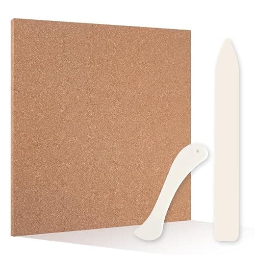 LEONTOOL Surface de Travail en vitrail résistant à la Chaleur avec 2 brunissoirs Outils en vitrail Tapis de Coupe pour la Protection de la Table et du comptoir Bricolage Pliage Encorchage Brunissage - Image 1