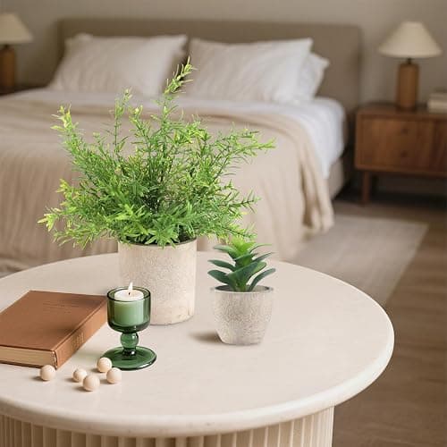 ALAGIRLS 4 Pack Small Fake Plants, 10" Artificial Plants Indoor Eucalyptus/Rosemary/Succulents, Small Faux Plants in Pulp Pot for Bathroom Bedroom Kitchen Office Living Room Decor thumbnail 7