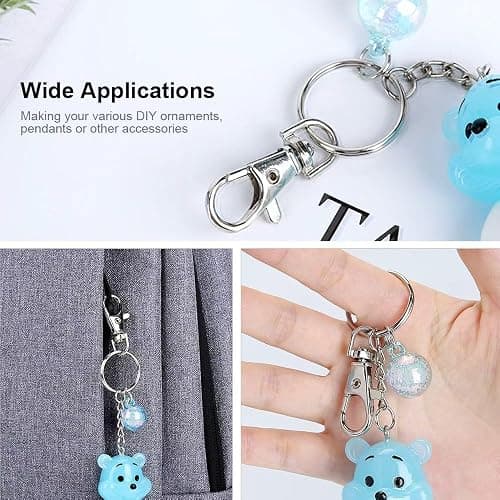 160PCS Keychain Making kit - 40PCS Swivel Lobster Clasp, 40PCS Key Rings with Chain, 40pcs Jump Rings and 40pcs Screw Eye Pins for Keychain Lanyard, Crafts and Jewelry Making thumbnail 6