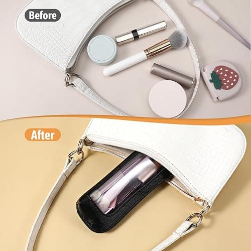 YQQYG Black Makeup Brush Bag, Clear Makeup Bag Travel Makeup Brush Holder Toiletry Bag with Zipper, Cosmetics Makeup Bag Purse Organizer for Women thumbnail 5