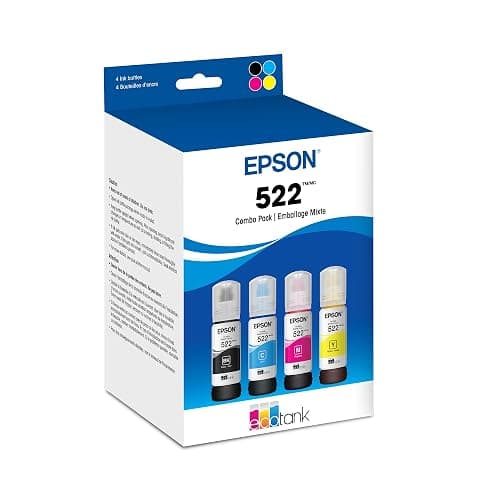 Epson 522 EcoTank Ink Ultra-high Capacity Bottle Black & Color Combo Pack (T522120-BCS) Works with EcoTank ET-2720, ET-2800, ET-2803, ET-2840, ET-4700, ET-4800, ET-4810 - Image 1