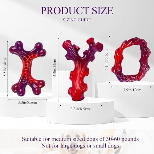 (3 Pack) Frienhund red heavy-duty dog chew toys  thumbnail 2