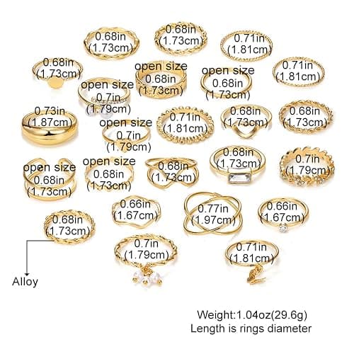 IFKM Gold Knuckle Rings Set For Women Vintage Stackable Joint Finger Midi Rings Dainty Cubic Zirconia Crystal Simple Twist Hollow Cute Rings Pack Jewelry Gift thumbnail 7