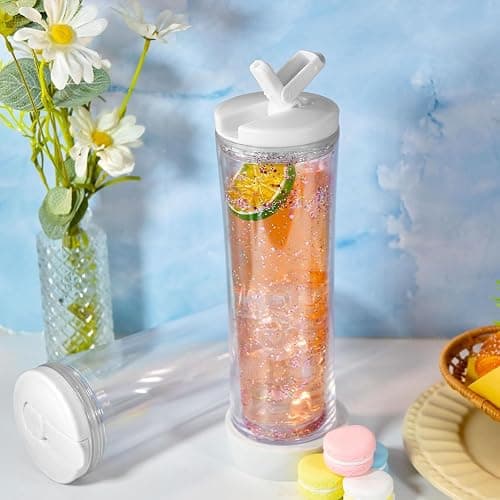 CHLJAR 25oz Acrylic Snowglobe Cups, 6pack Plastic Snow Globe Cup with Lids and Straws, Snowglobe Tumblers with Pre Drilled and Plug, Glow in the Dark,Individually Packaged thumbnail 2