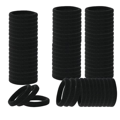 FVOLREM Hair Ties, 150 PCS No Damage, Hair Elastics Hair Accessories for Women Girls, Thick Seamless Hair Ties - Black - Image 1