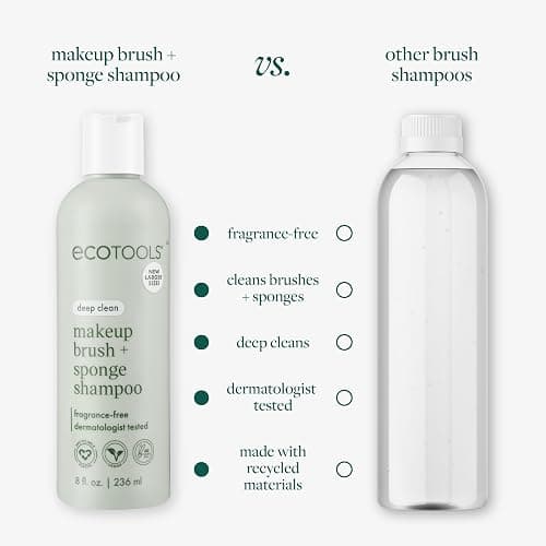 EcoTools Makeup Brush + Sponge Shampoo Cleanser, Deep Clean, Sulfate-Free, Fragrance-Free Brush Cleaner for Makeup Sponges & Tools, Vegan & Cruelty-Free, 8 fl. oz thumbnail 4