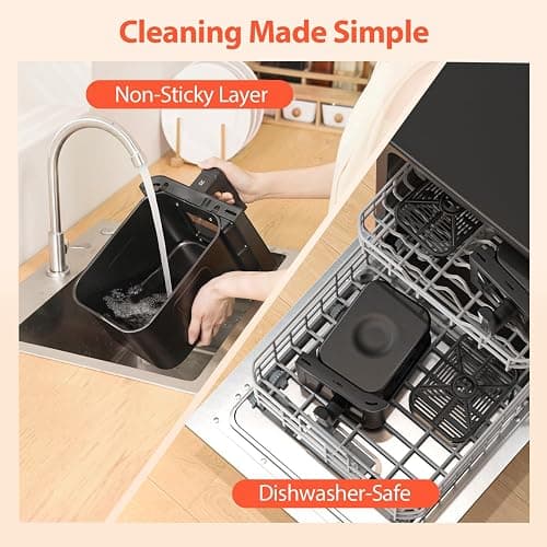 12QT Large Dual Air Fryer, 10-in-1 Double Zone Airfryer with 2×6QT Baskets, 60° Easy-Panel with Full Touchscreen, SyncCook Function, Viewing Window, Nonstick & Dishwasher Safe, 2 Dishes at Once, Black thumbnail 7