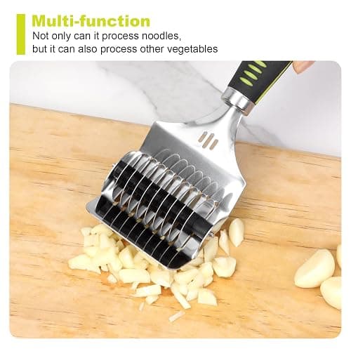 KYUEWRT Pasta Cutter, Noodle Cutter with 9 Rolling Blades, Stainless Steel Manual Tool for 8 Even 6 mm Strips, Non-Slip Handle, for Homemade Pasta, Fettuccine and Dough thumbnail 7