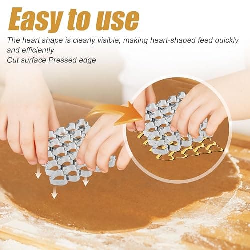 Tinoaly Heart Cookie Cutter, 25 Cavity Small Heart Shaped Cracker Cutter Stainless Steel Biscuit Molds for Baking Dessert Making Tool for Home Cake Shop Restaurants, 1.14x1.06 Inch per Size thumbnail 5