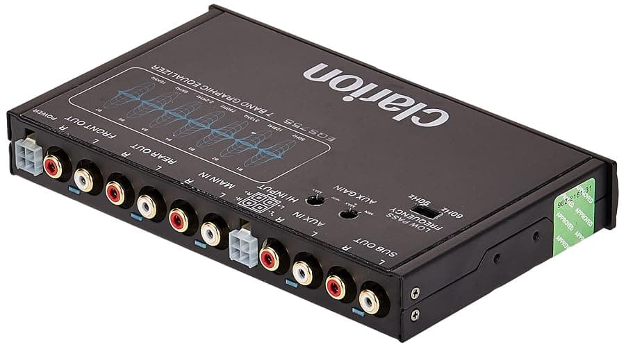 Clarion EQS755 7-Band Car Audio Graphic Equalizer with Front 3.5mm Auxiliary Input, Rear RCA Auxiliary Input and High Level Speaker Inputs, BLACK thumbnail 3