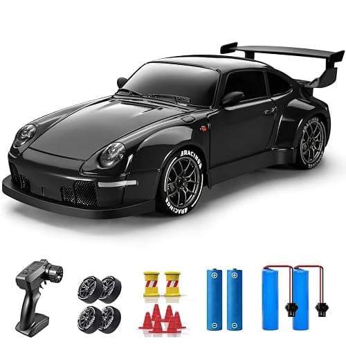 ACAMMZAR RC Drift Car, 1:24 Remote Control Car for Kids, 20KM/H 4WD High Speed RC Cars with Lights, Extra Racing Tires, Vehicle for Adults Boys Girls, Black - Image 1