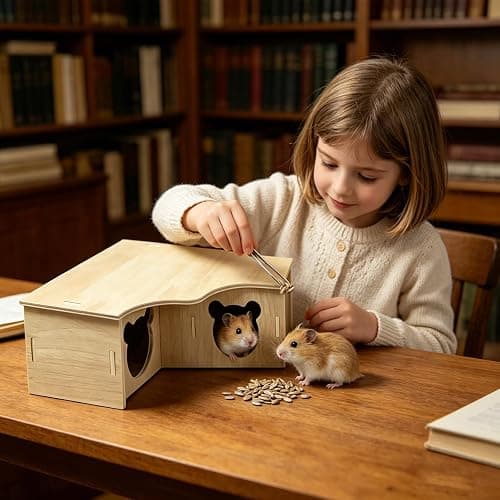 Choisonye Multi-Chamber Hamster House Maze, 3-Room Hideouts, Wooden Hamster Maze & Tunnel Exploring Toys, Dwarf Hamster House Habitats Decor for Hamster Mice Gerbils Lemmings thumbnail 8