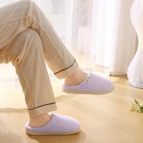 HUXMEYSON Slippers for Women, Warm Memory Foam Comfy House Slippers with Anti-Skid Rubber Sole for Indoor and Outdoor thumbnail 2