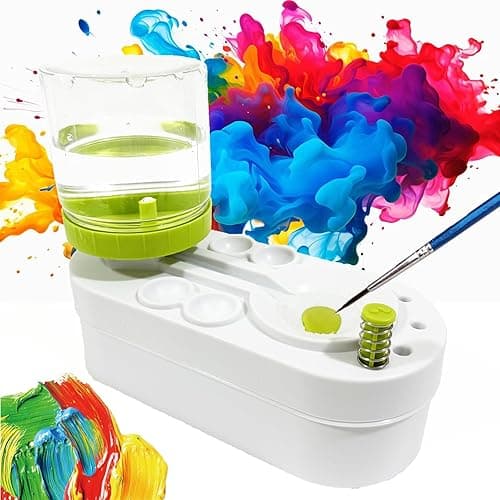 2025 Upgraded Paint Brush Cleaner Brush Rinser Water Circulation(Pre Assembled), Watercolor/Oil and Water-Based Paint Brush Cleaner Tool, Gift for Adults Artist Beginners - Green--upgraded
