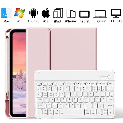 aoub Keyboard Case for iPad (A16) 11th Gen 11 Inch 2025, iPad 10th Generation 10.9 inch 2022 with Pencil Holder, Stand Folio Detachable Wireless Bluetooth Rechargeable Keyboard, Pink thumbnail 8