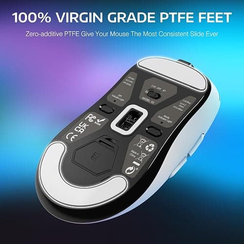 ATTACK SHARK X3 49g Ultra-Lightweight Wireless Gaming Mouse, White | Bluetooth 5.2/2.4G Wireless/Wired, PAW3395 Gaming Sensor, 26K DPI, 200h Battery Life, Programmable Buttons for PC/Mac/Win thumbnail 6