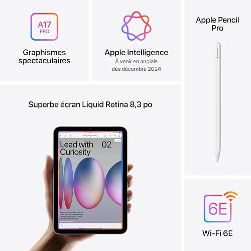 Apple iPad mini (A17 Pro): Apple Intelligence, 8.3-inch Liquid Retina Display, 256GB, Wi-Fi 6E, 12MP Front/12MP Back Camera, Touch ID, All-Day Battery Life — Starlight thumbnail 5