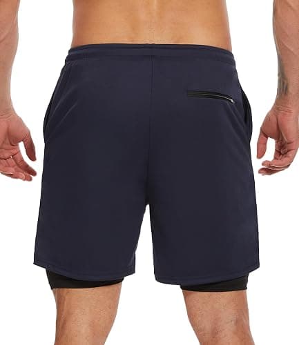 Kinglaman 4 Pack Mens 2 in 1 Running Workout Shorts with Liner, Gym Athletic Quick Dry Sport Shorts with Pockets thumbnail 2